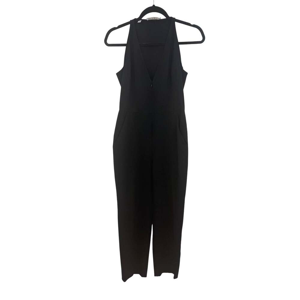 A.L.C. Sleeveless Deep V-Neck Zip Front Tailored Black Jumpsuit Size 4